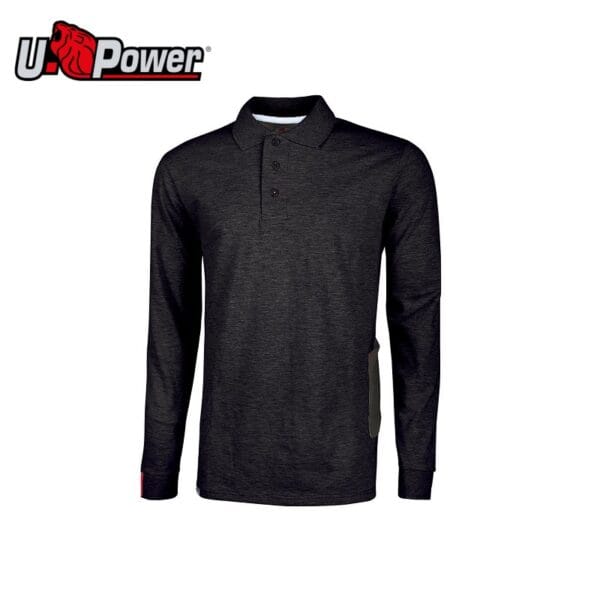 POLO MANICA LUNGA LIVE BLACK CARBON U POWER Polo manica lunga uomo Live U-Power da Lavoro antinfortunistica Black Carbon - immagine 1