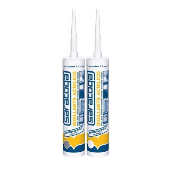 SARATOGA SILICONE ACRILICO NPBN EDILIZIA VERNICIABILE ML 280 Sigillante Sigillante Acrilico Verniciabile Saratoga NPBN edilizia infissi 280ml - immagine 1