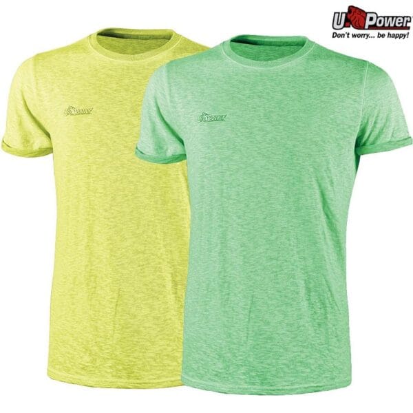 T-Shirt manica corta Slim-Fit T-Shirt da lavoro uomo 100% cotone manica corta U-Power Slim-Fit colori Fluo - immagine 1