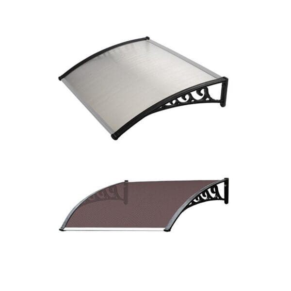 PENSILINA SANGIORGIO IN POLICARBONATO COMPATTO TRASPARENTE O FUME' Pensilina da Esterno Alveolare in Policarbonato Trasparente Fume struttura Nera - immagine 1