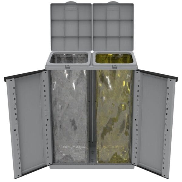 ARMADIO PER RACCOLTA DIFFERENZIATA ECOLINE2 Armadio raccolta differenziata pattumiera Armadietto resina 2 ante per rifiuti - immagine 1