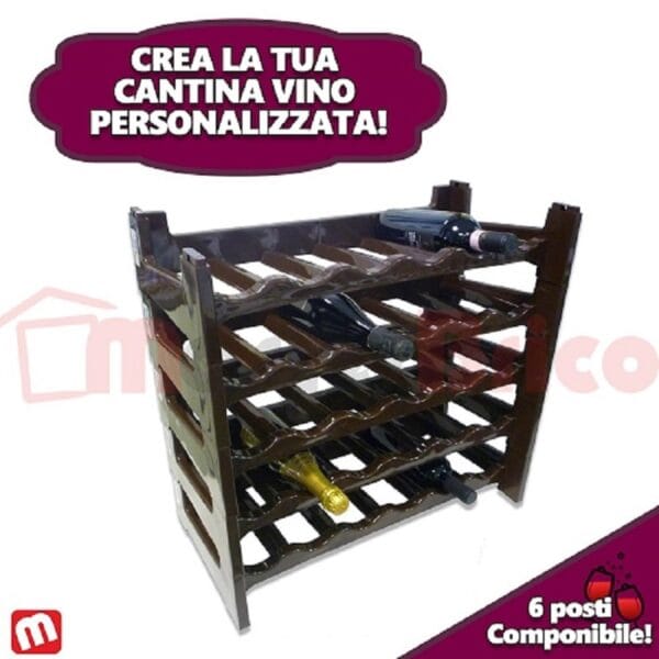 CANTINETTA IN PLASTICA Cantinetta portabottiglie Cantina in plastica 6 posti Componibile Vino Liquori - immagine 1