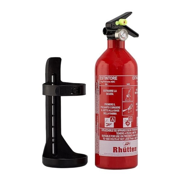 ESTINTORE RHUTTEN C/MAN. OMOL. RINA 1KG 260926 Estintore a polvere con manometro ricaricabile per auto casa omologato rina 1 kg - immagine 1