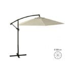 Ombrellone da giardino rettangolare a braccio in metallo Ecru Ø3 x H 2,4 mt