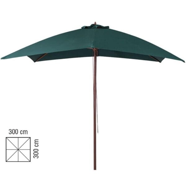 OMBRELLONE IN LEGNO QUADRATO VERDE SCURO 3X3 781/1V Ombrellone da Giardino Quadrato con palo centrale in Legno Verde scuro 3x3 mt - immagine 1