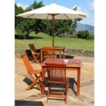 Ombrellone in legno rotondo palo centrale giardino terrazzo balcone Ecru Ø 3 MT - immagine 4