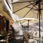 Ombrellone in legno rotondo palo centrale giardino terrazzo balcone Ecru Ø 3 MT - immagine 5