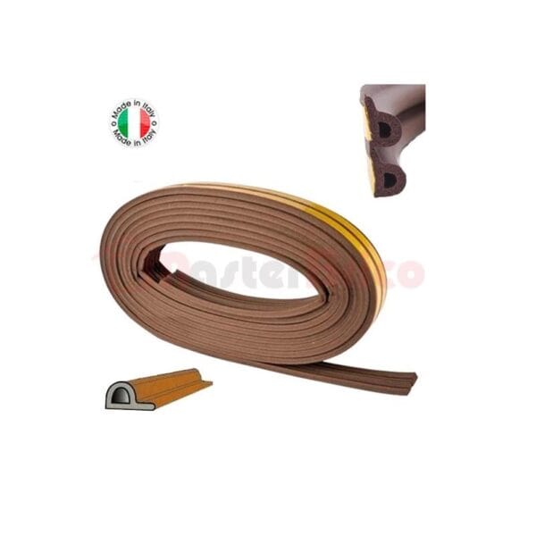 PARAFREDDO GEKO STRIP PROFILO P GOMMA EPDM ESPANSA MARRONE MT 6 GUARNIZIONE ADESIVA PARAFREDDO MARRONE 6 MT PARASPIFFERI PORTE FINESTRE IN GOMMA - immagine 1