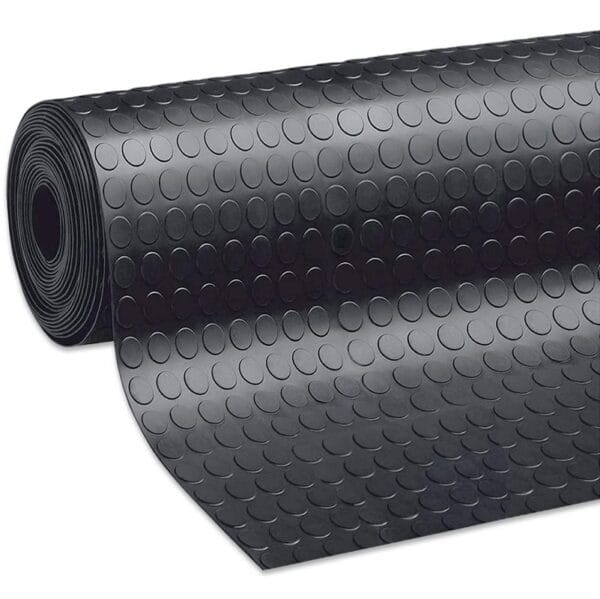 PAVIMENTO GOMMA BULLONATA NERA ALTEZZA CM125 Pavimento in gomma bullonata Tappeto Antiscivolo Bollo Nero Lunghezza 3MT h125cm - immagine 1