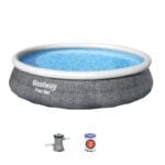 Piscina fuori terra rotonda gonfiabile da giardino pompa filtro 396x84 cm grigio