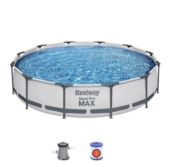 PISCINA BESTWAY TONDA STEEL PRO MAX 536182 Piscina fuori terra rotonda da giardino Bestway Steel Pro MAX 366x76 cm - immagine 1