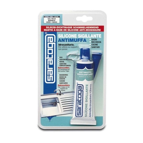 Saratoga Silicone Sigillante Bianco Antimuffa 60 ML Silicone Sigillante Antimuffa Saratoga Universale per bagno box doccia cucina sanitari 60 ML - immagine 1