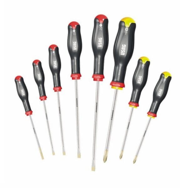 Serie di 8 giraviti per viti con intaglio e impronta a croce PHILLIPS Set Serie 8 Giraviti Cacciaviti per viti Taglio e Croce Phillips USAG 324 SH8 - immagine 1