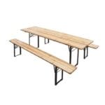 Set Tavolo Birreria con 2 Panche in Legno Pieghevole Esterno Giardino 80x200 cm - immagine 2