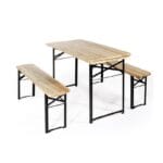Set Tavolo Birreria con 2 Panche in Legno Pieghevole Esterno Giardino 80x200 cm