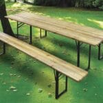 Set Tavolo Birreria con 2 Panche in Legno Pieghevole Esterno Giardino 80x200 cm - immagine 4