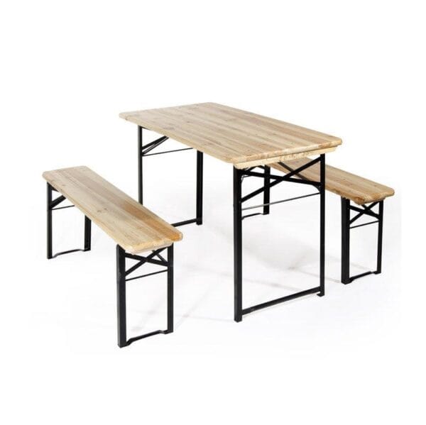 Set Birreria Tavolo 2 Panche Legno Set Tavolo Birreria con 2 Panche in Legno Pieghevole Esterno Giardino 80x200 cm - immagine 1