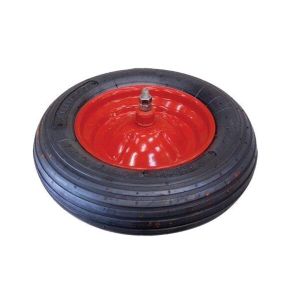 RUOTA PNEUMATICA X CARRIOLA 170 HAND MM 370X80 Ruota per Carriola pneumatica mozzo corto 170 mm disco metallo 370x80 mm - immagine 1