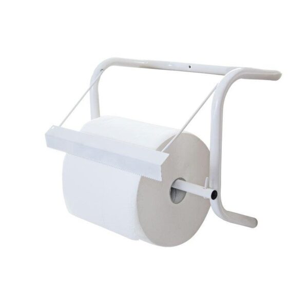 PORTA ROTOLO CARTA ASCIUGAMANI A PARETE ACCIAIO VERN BIANCO CM 39 H.CM 42 Portarotolo industriale a muro carta cucina da parete porta rotolone ascugamani - immagine 1
