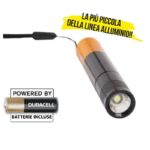 Torcia led a batteria in alluminio Nera resistente all'acqua antiurto 0,5 10 mt