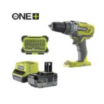 Trapano avvitatore a batteria 4Ah con percussione Ryobi 18V + set accessori