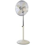 Ventilatore a piantana in metallo oscillante 4 pale color crema Ø45cm H170cm