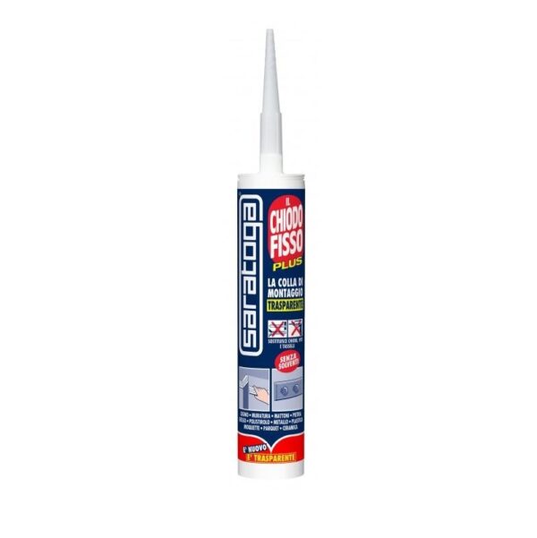 CHIODO FISSO ADESIVO DI MONTAGGIO CARTUCCIA ML280 SARATOGA Colla di montaggio trasparente saratoga Il Chiodo Fisso Plus cartuccia 280 ML - immagine 1
