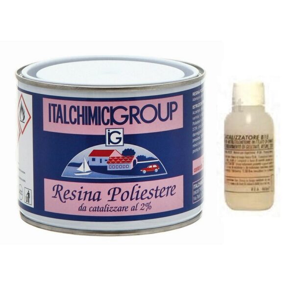 Resina Resina Poliestere Liquida con catalizzatore alta resistenza e rigidità 500 ML - immagine 1